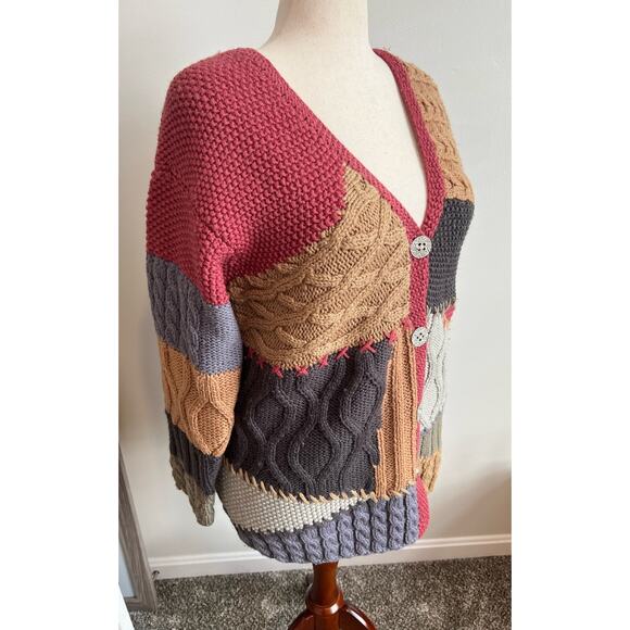 Vintage Marisa Canvas Chunky Knit Wool Cardigan Medium - Picture 2 of 9